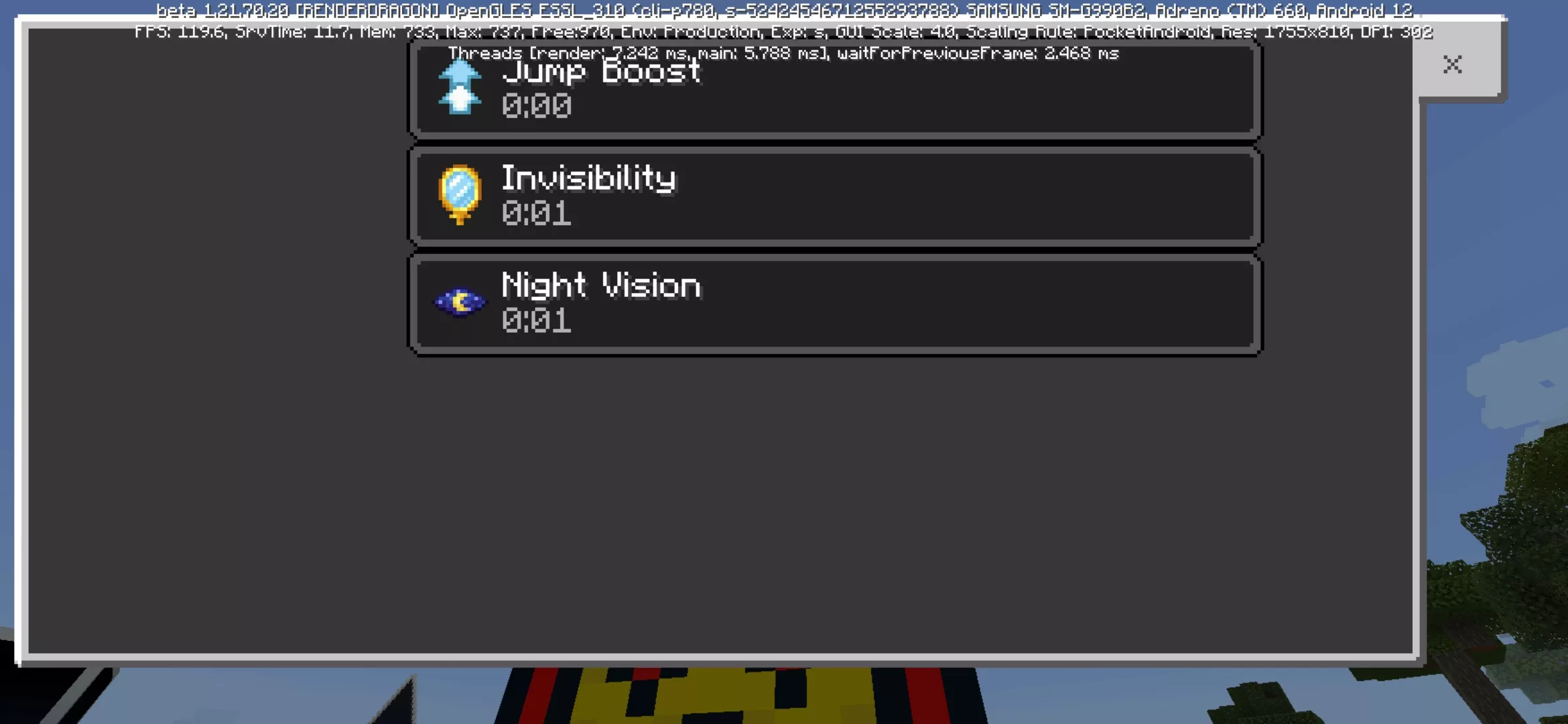 Effects from Geometry Dash Mod for Minecraft PE