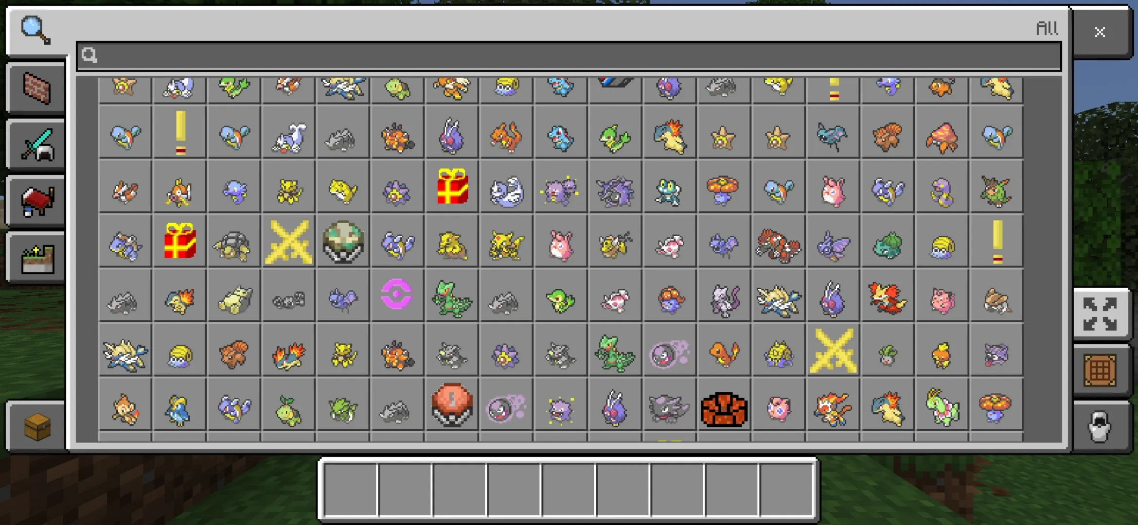 Inventory from Pokemon Mod for Minecraft PE