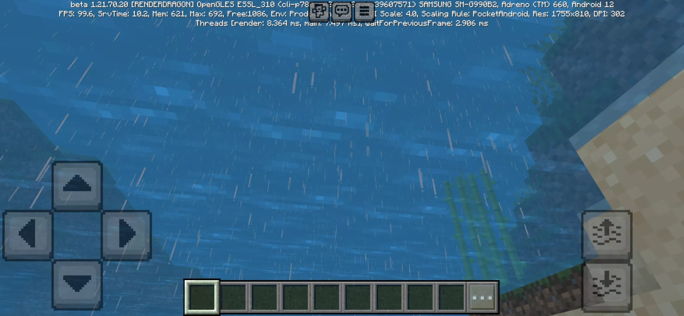Underwater from Realistic Rain Texture Pack for Minecraft PE