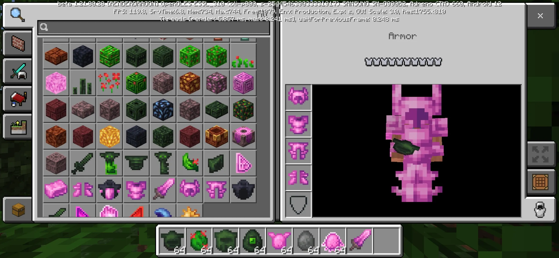 Armor from Cataclysmical Mod for Minecraft PE