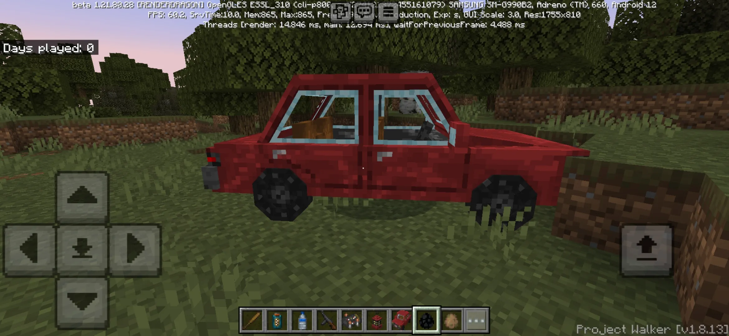 Car from Project Walker Mod for Minecraft PE
