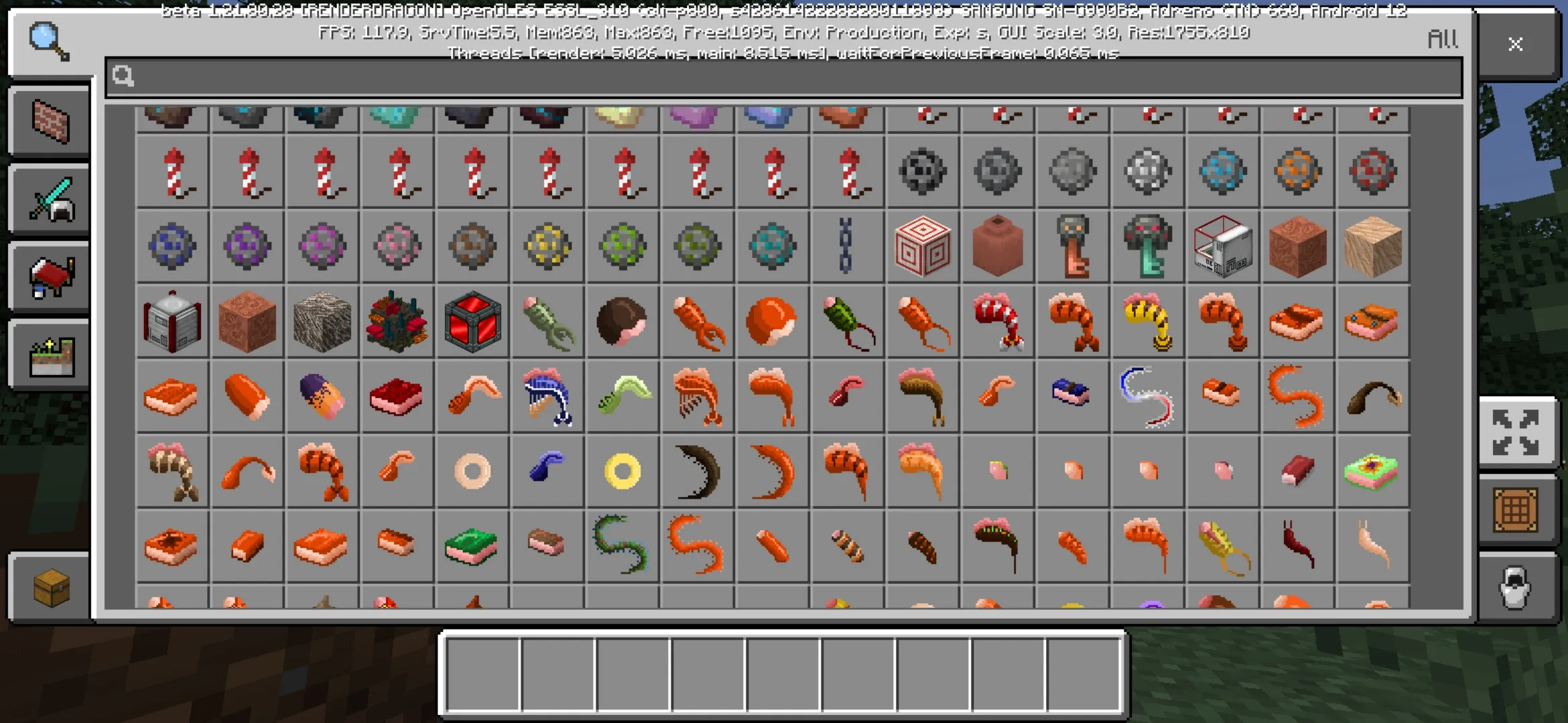 Inventory from Paleoenvironment Mod for Minecraft PE