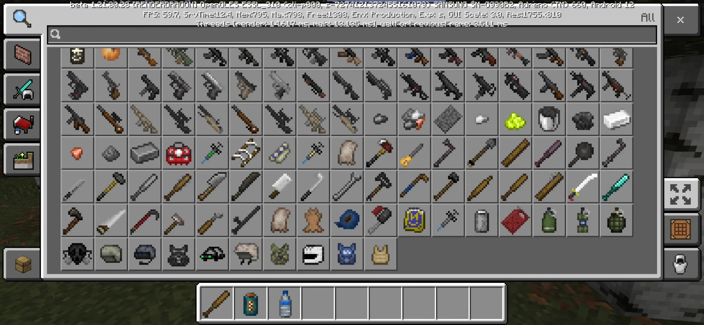 Inventory from Project Walker Mod for Minecraft PE