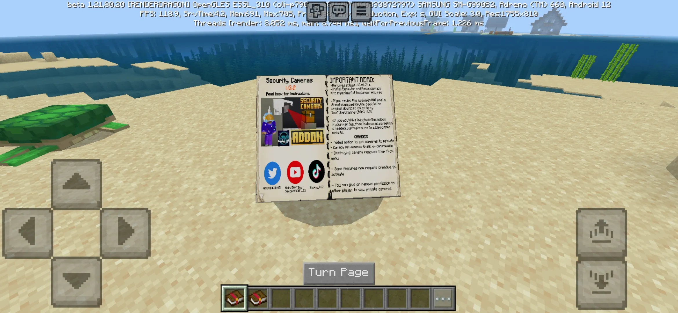 Book from Security Cameras Mod for Minecraft PE