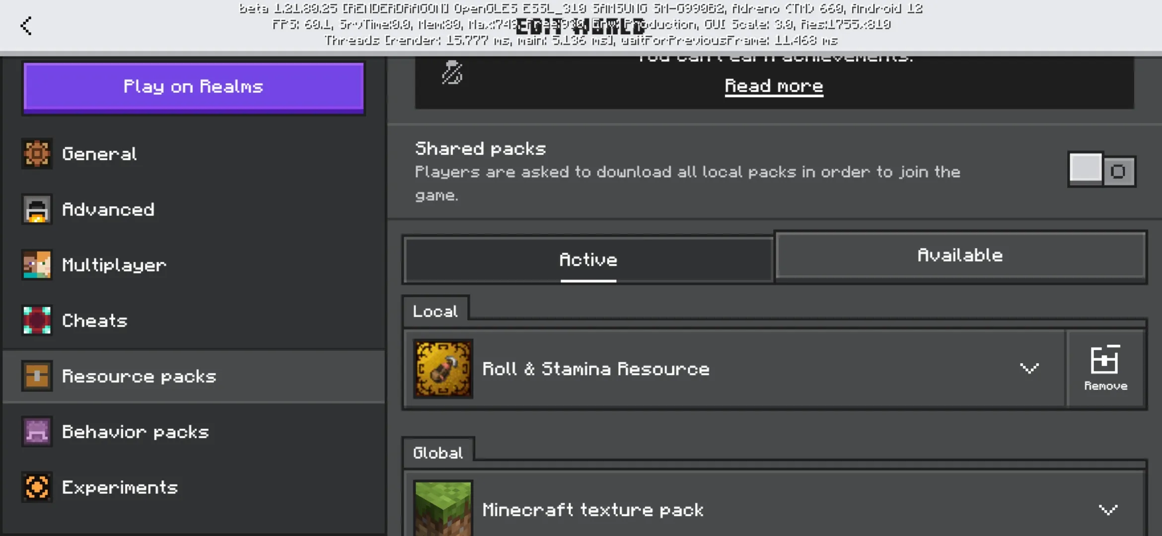 Install from Roll and Stamina Mod for Minecraft PE