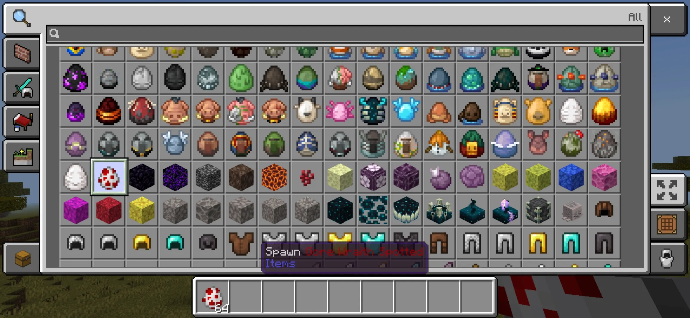 Inventory from Gore Wraith Dweller Mod for Minecraft PE