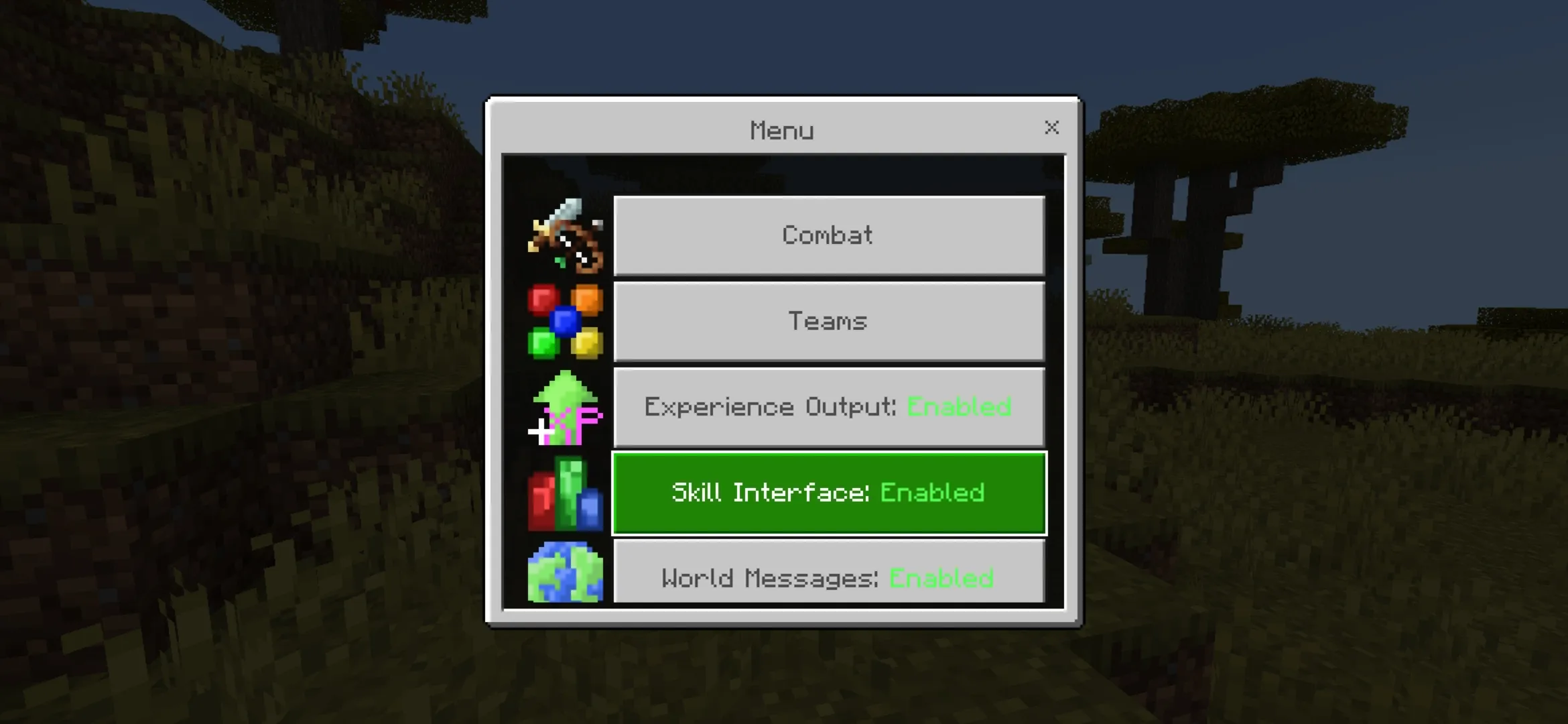 Menu from RuneCraft Mod for Minecraft PE