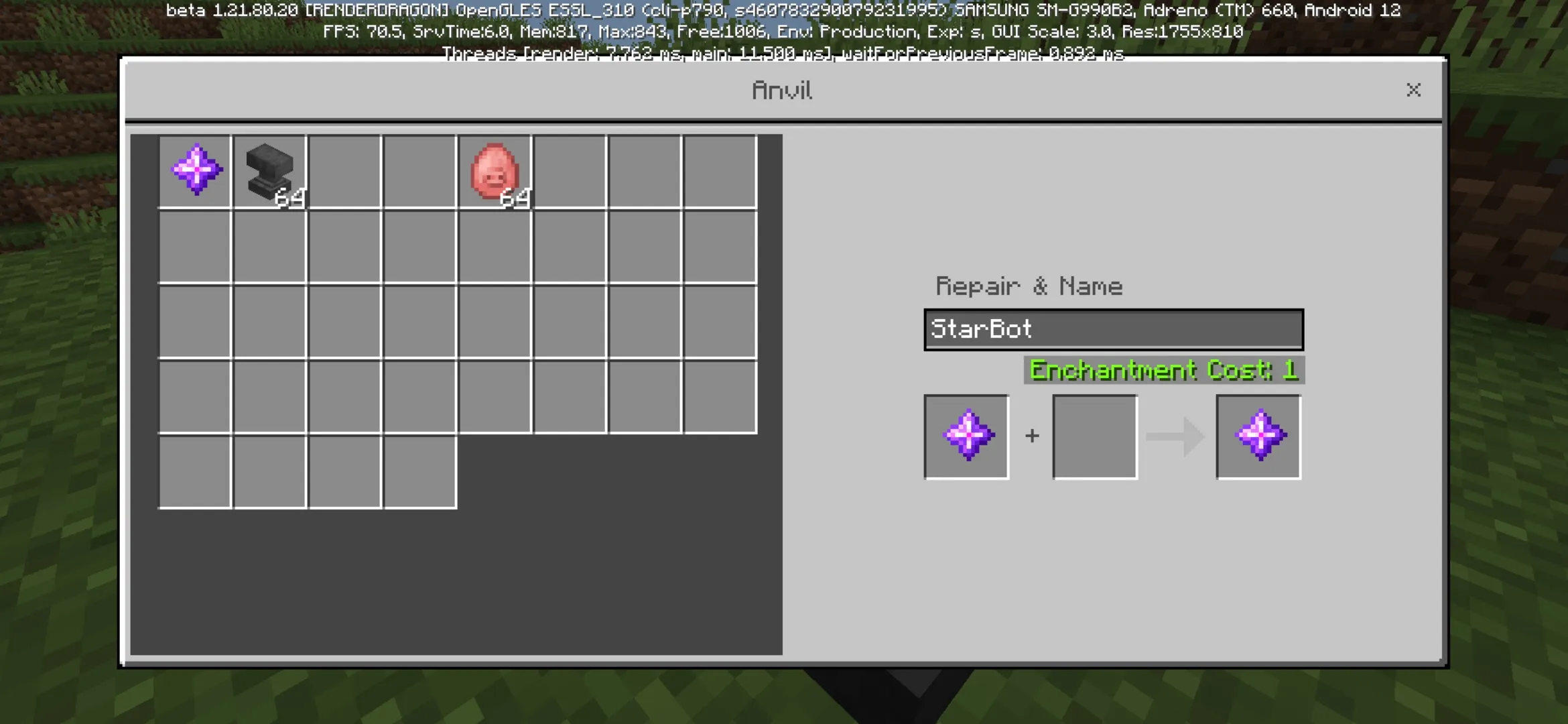 Options from Fake Player Mod for Minecraft PE