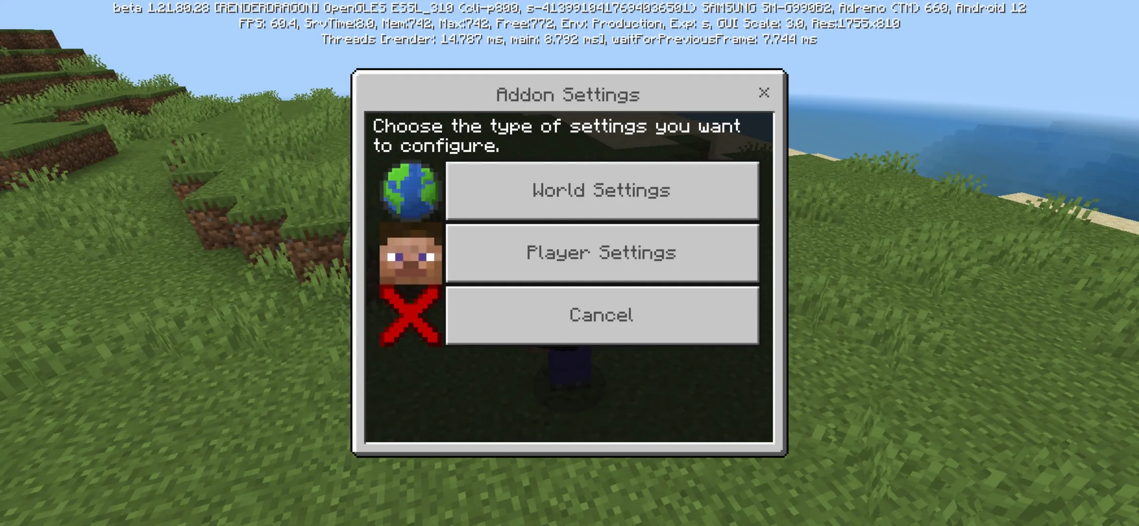 Settings from WorldEdit Mod for Minecraft PE