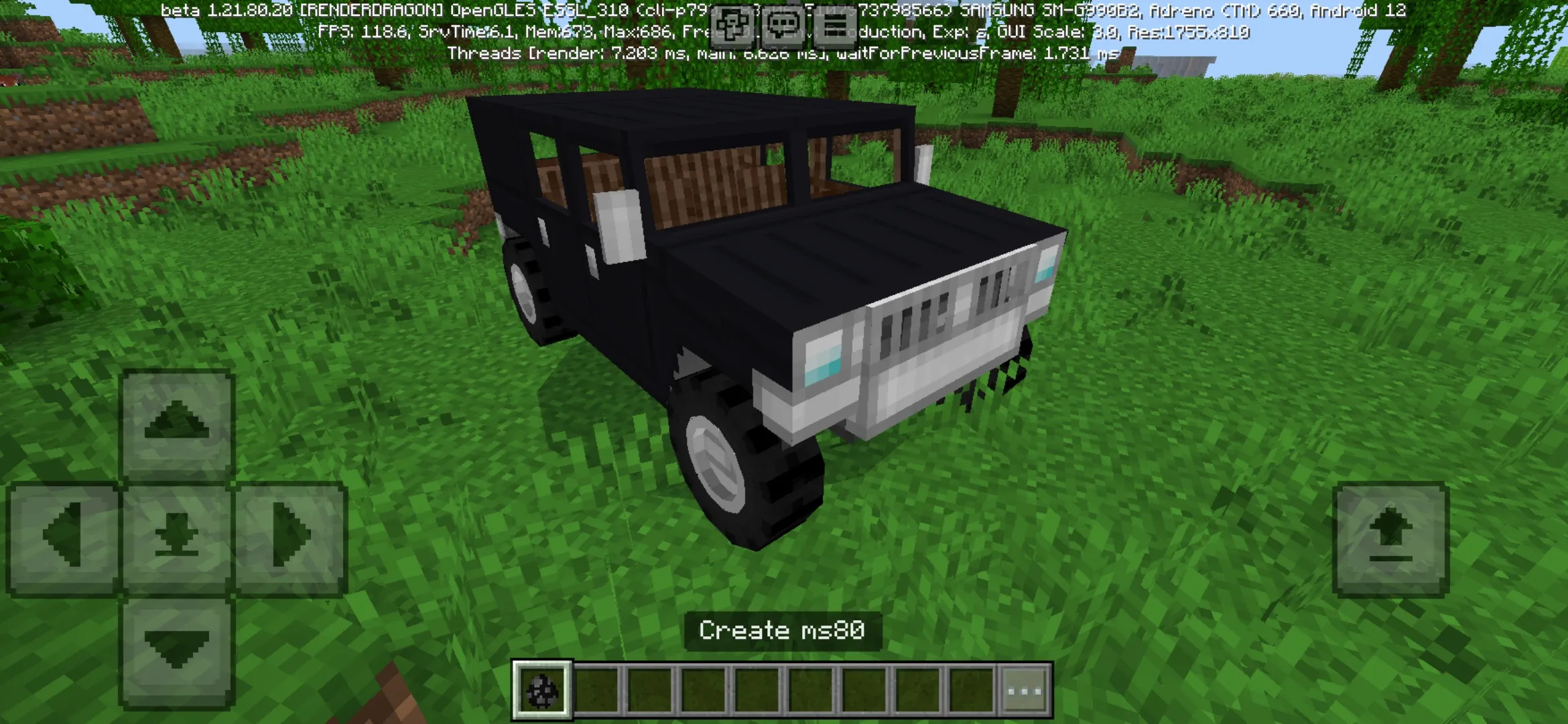 Vehicle from US Army Car Mod for Minecraft PE