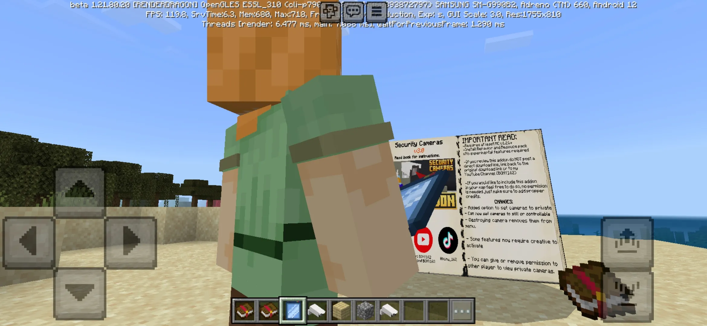 View from Security Cameras Mod for Minecraft PE