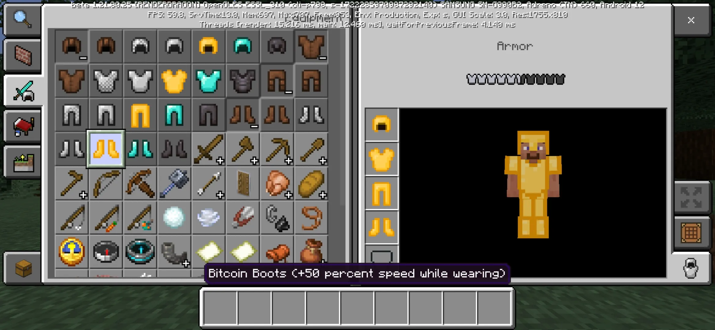 Armor from Cryptocurrencies Mod for Minecraft PE