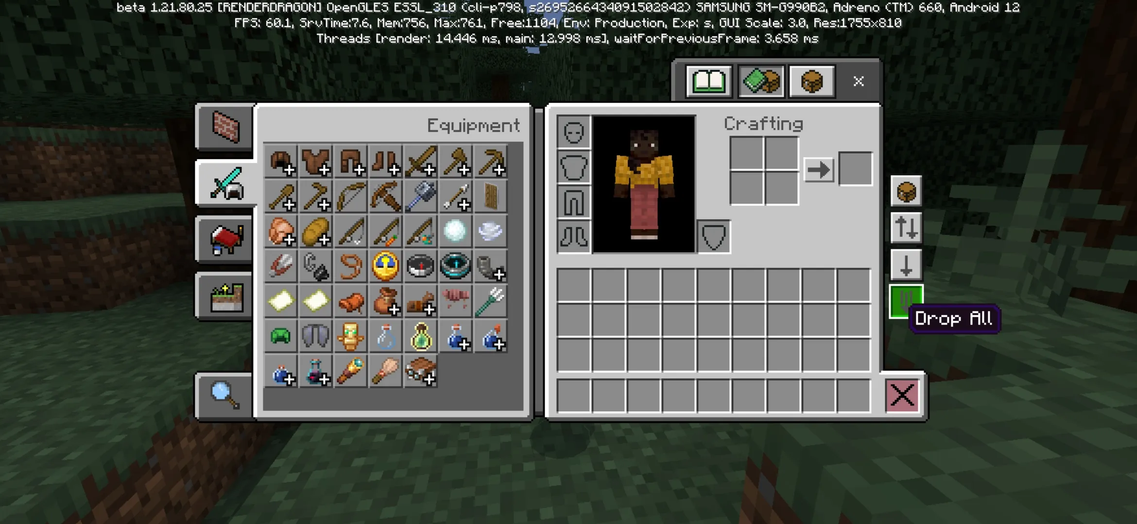 Drop All from Better Inventory Texture Pack for Minecraft PE
