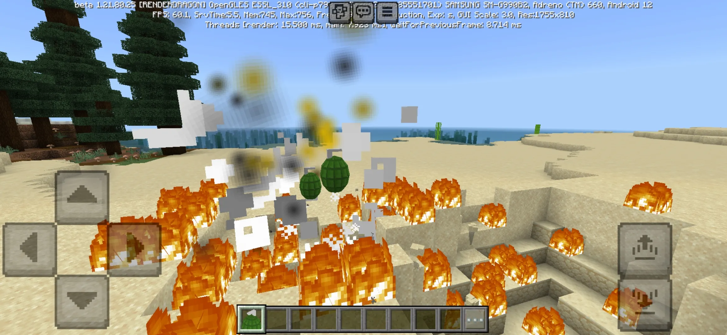 Fire from Throwable Grenades Mod for Minecraft PE