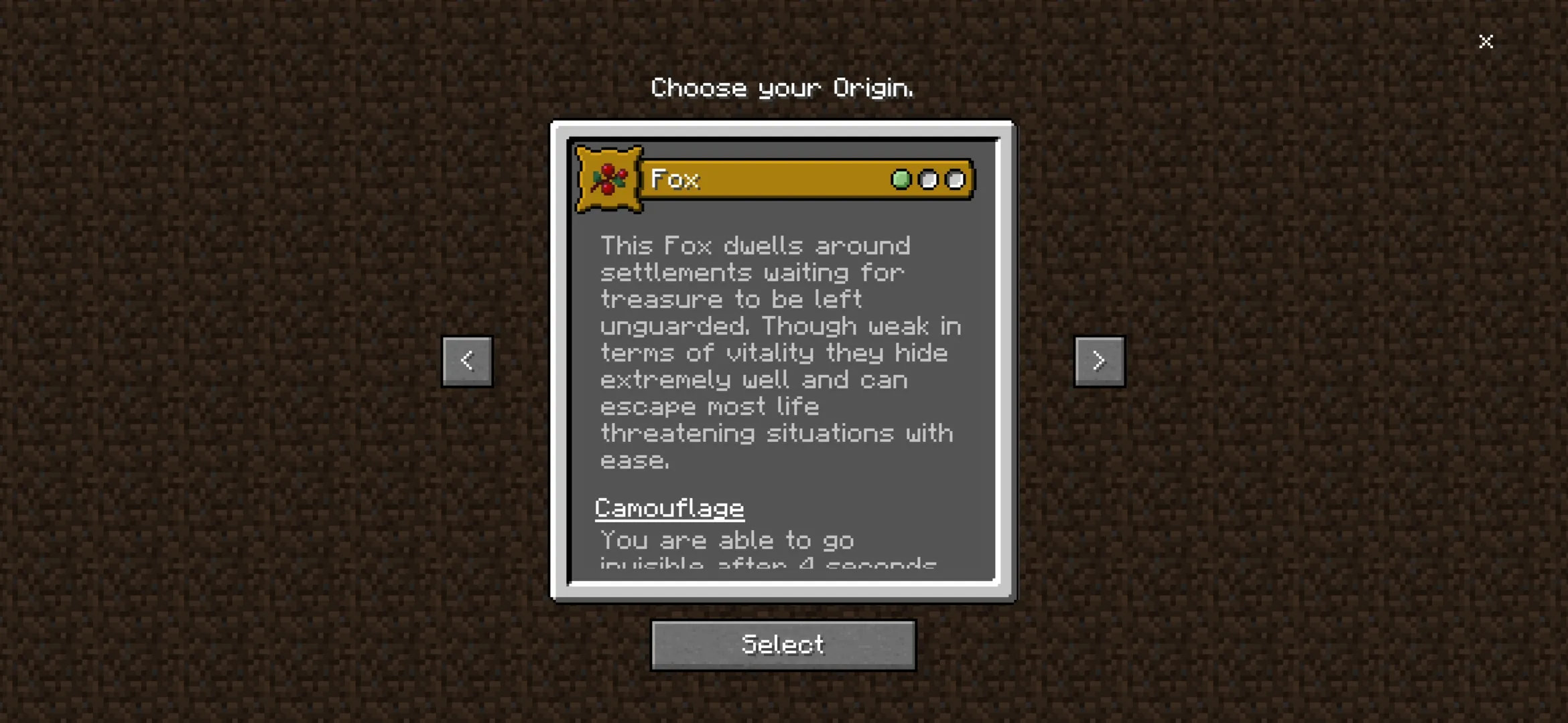 Fox from Origins Merged Mod for Minecraft PE