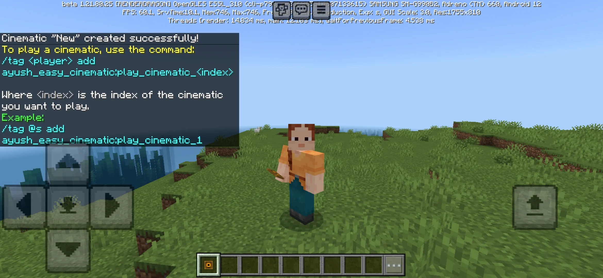 Info from Cinema Mod for Minecraft PE