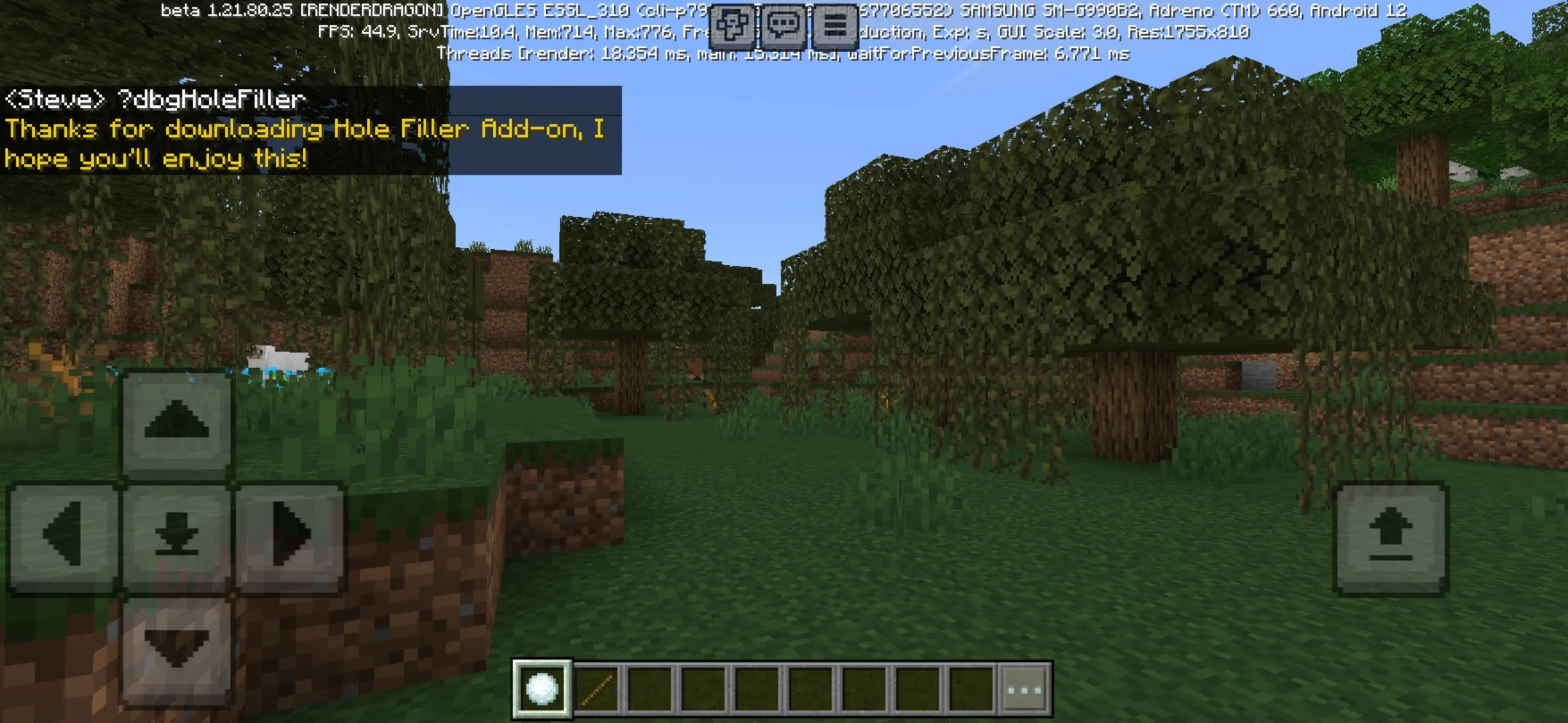 Info from Hole Filler Mod for Minecraft PE