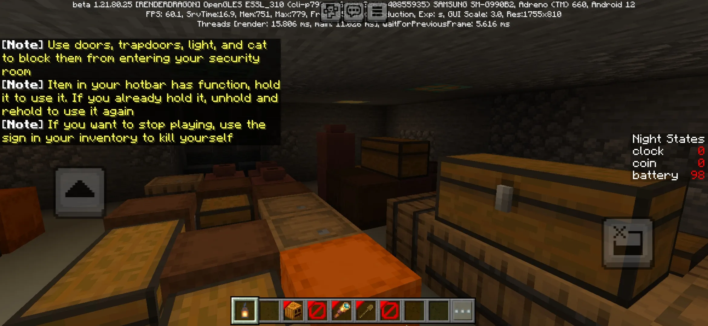 Info from Night Shift Map for Minecraft PE