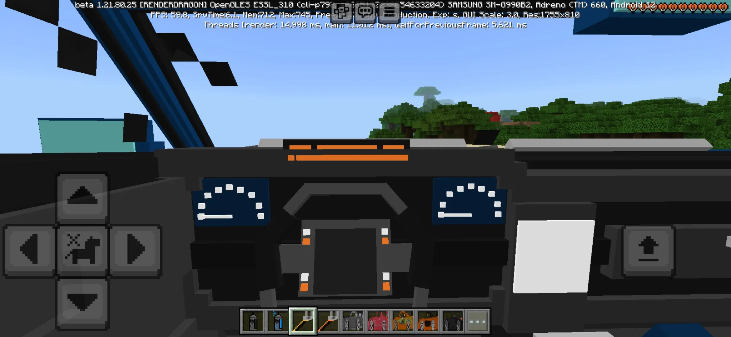 Inside from Fast and Furious Mod for Minecraft PE