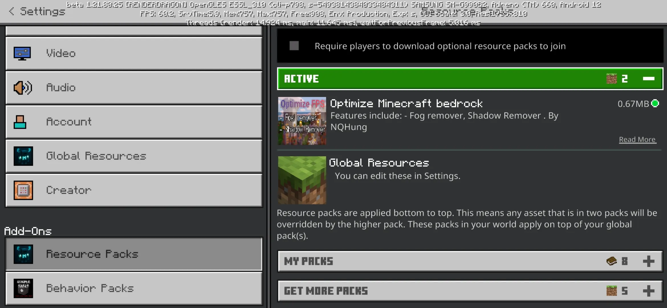 Install from FPS Boost Mod for Minecraft PE