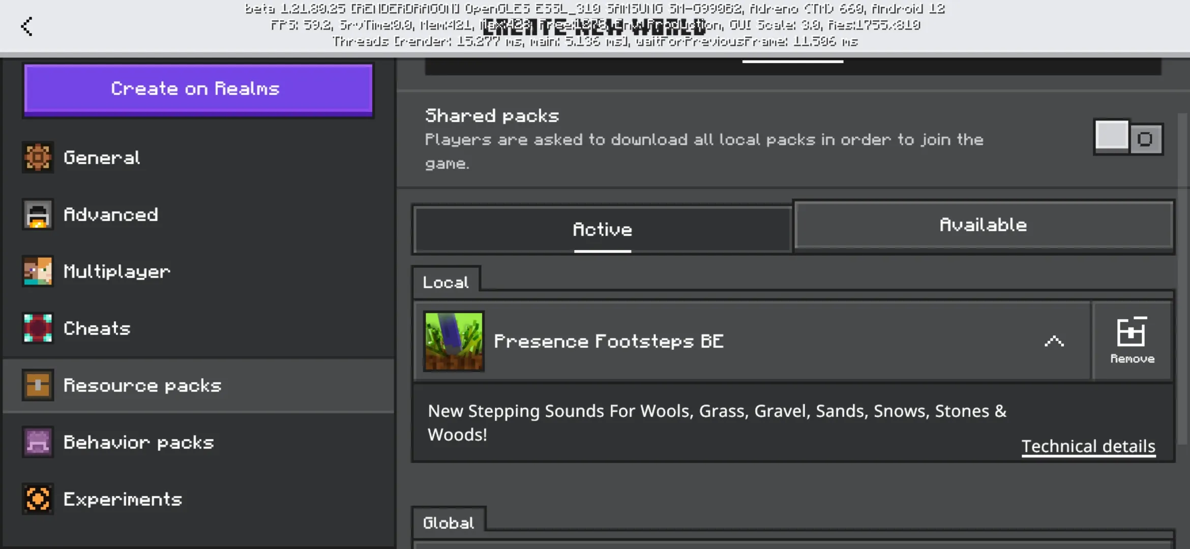 Install from Presence Footsteps Texture Pack for Minecraft PE