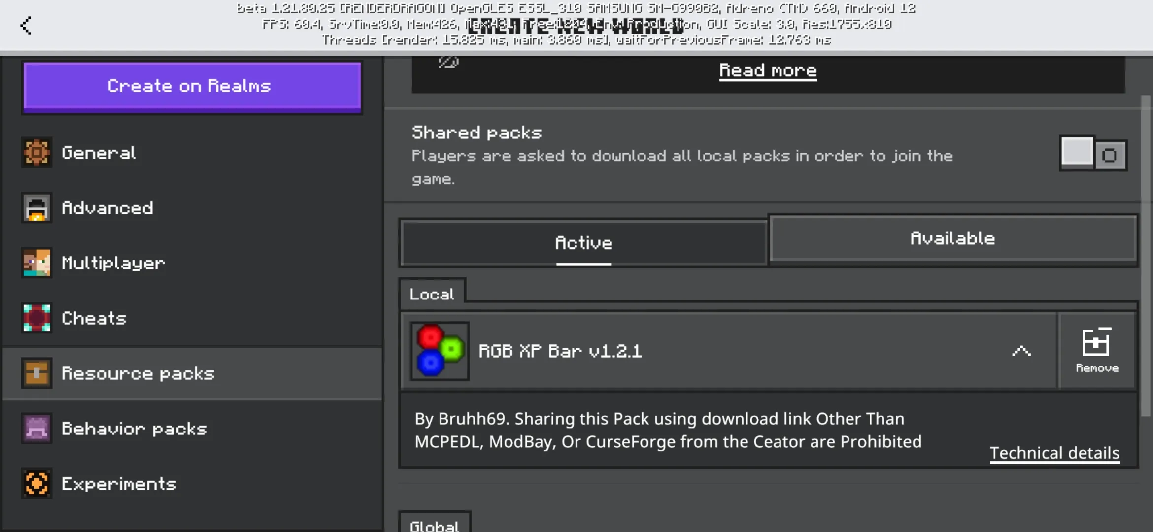 Install from RGB XP Bar Texture Pack for Minecraft PE