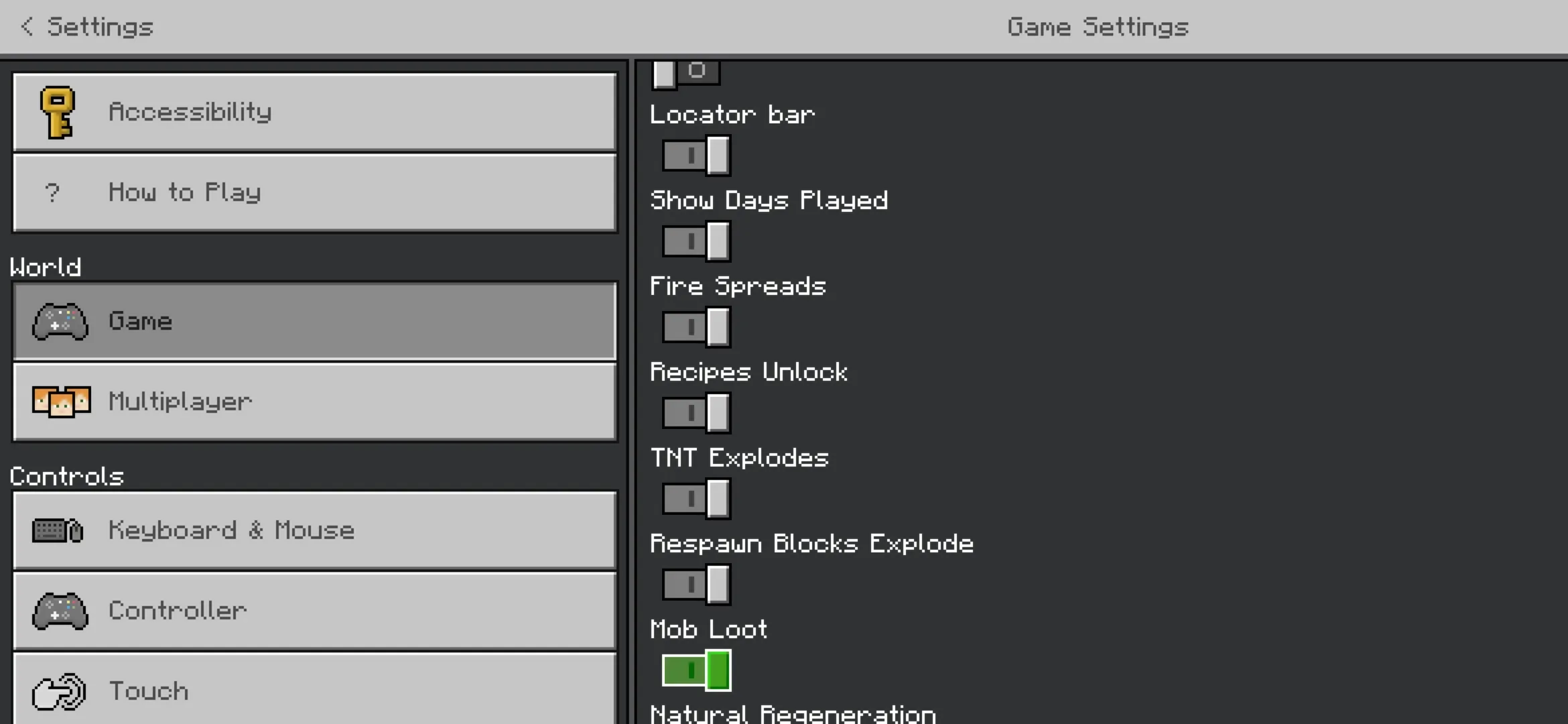Options from Days Played Texture Pack for Minecraft PE