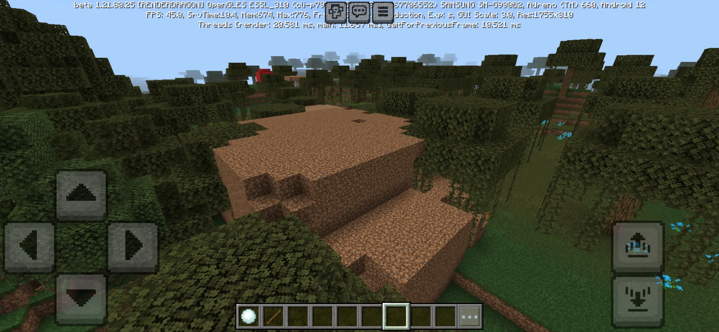 Options from Hole Filler Mod for Minecraft PE