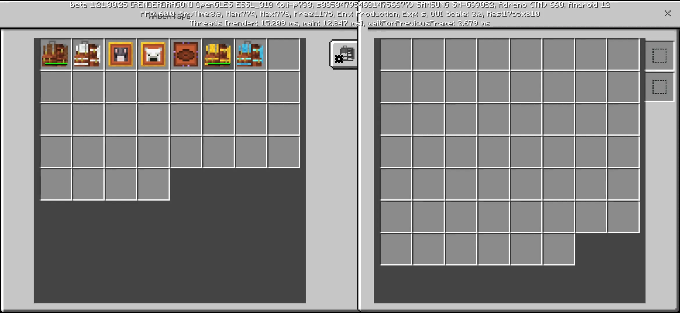 Options from Sophisticangel Backpack Mod for Minecraft PE
