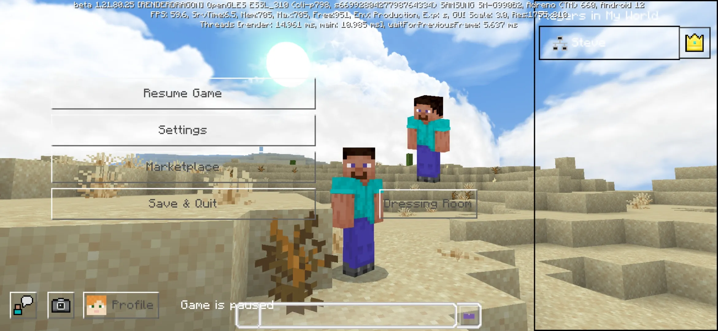 Pause from Vibrant Visuals Texture Pack for Minecraft PE