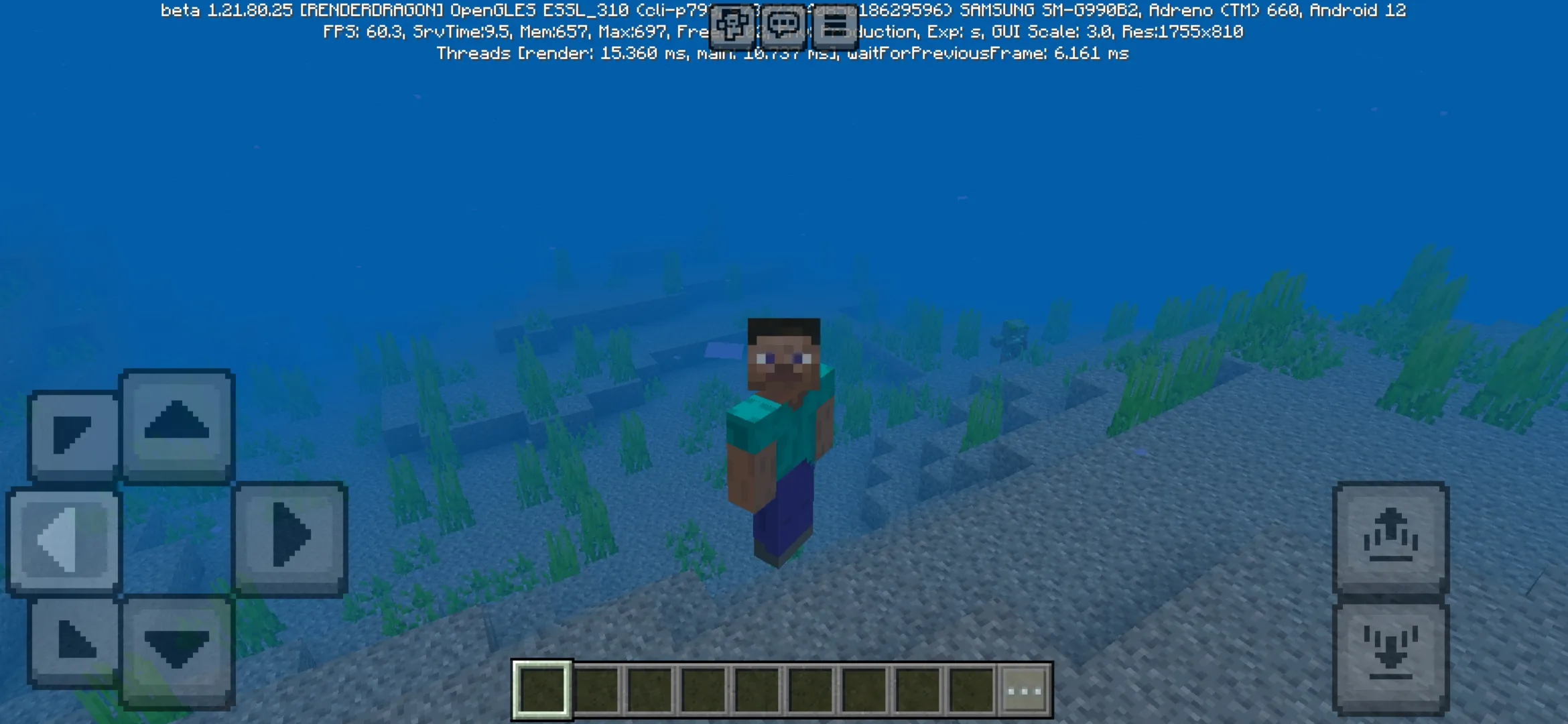 Underwater from Detailed Player Animations Mod for Minecraft PE