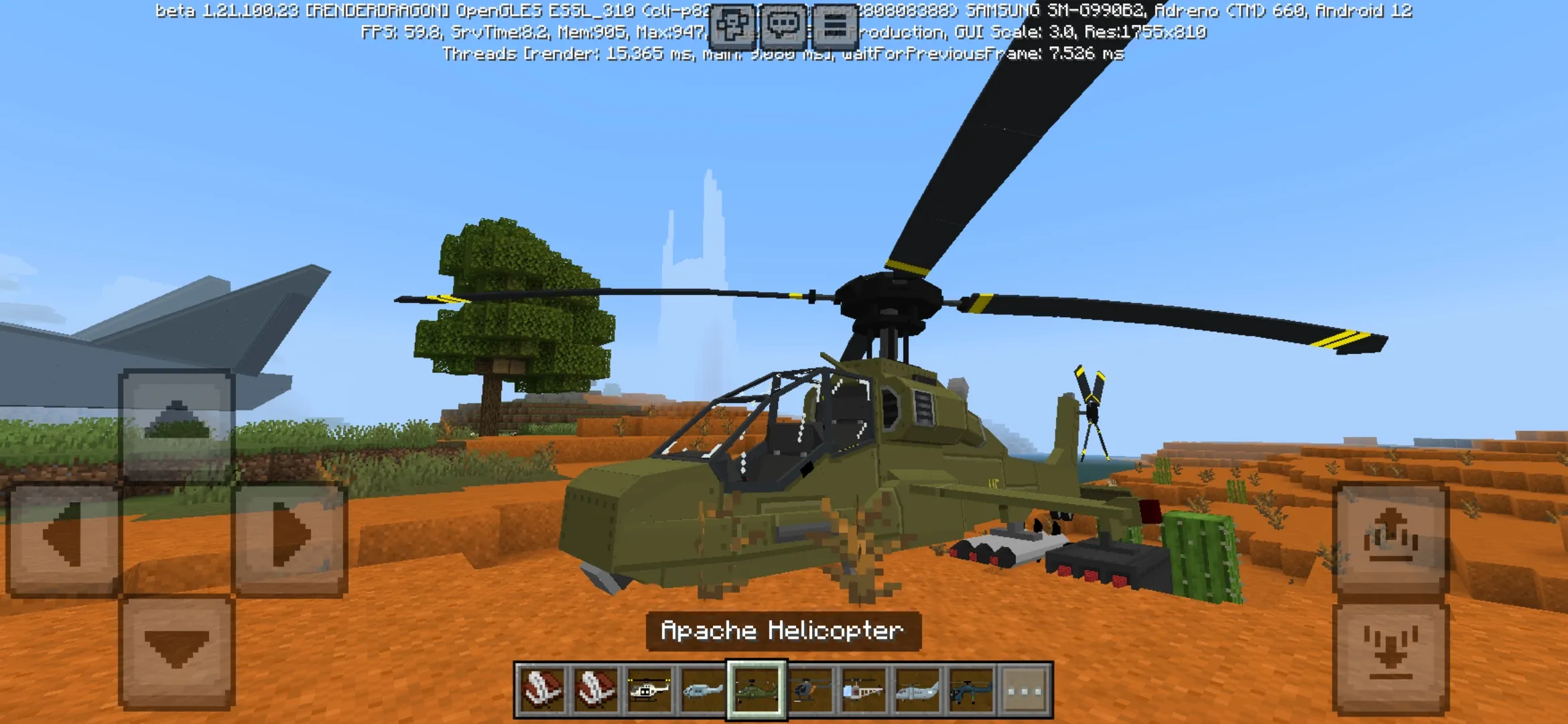 Apache from Helicopters Mod for Minecraft PE
