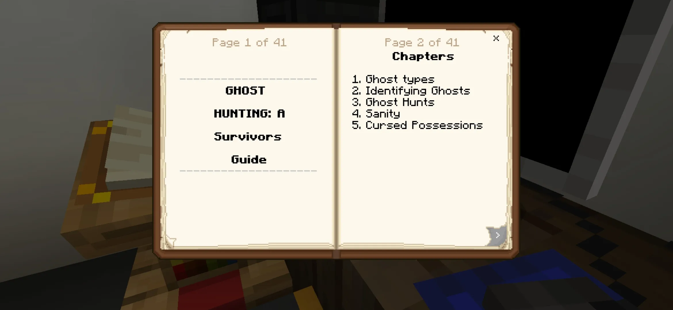 Book from Phasmophobia Map for Minecraft PE