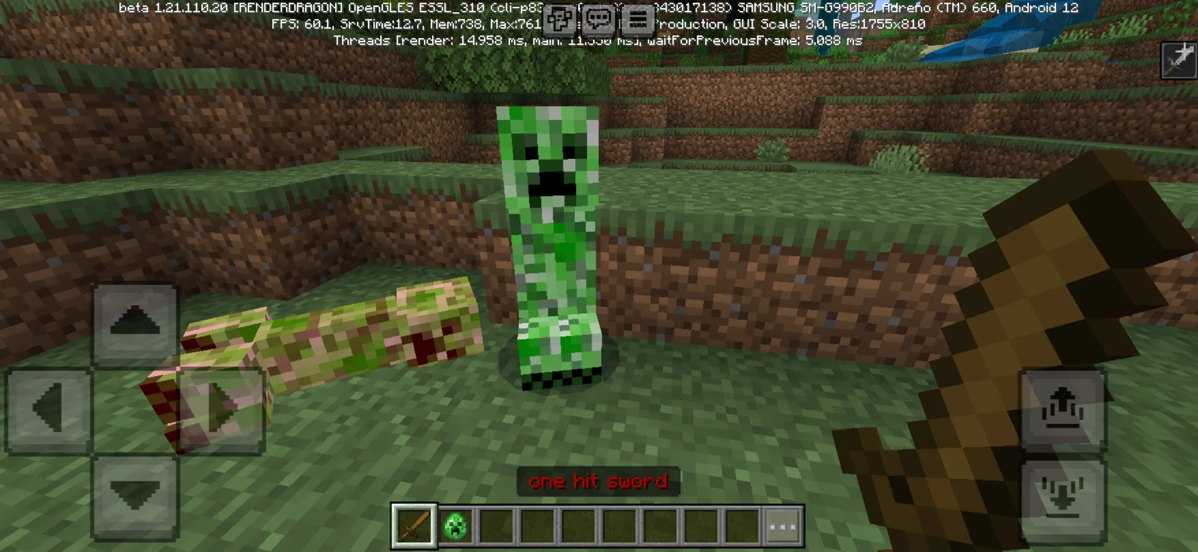 Creeper from One Hit Sword Mod for Minecraft PE