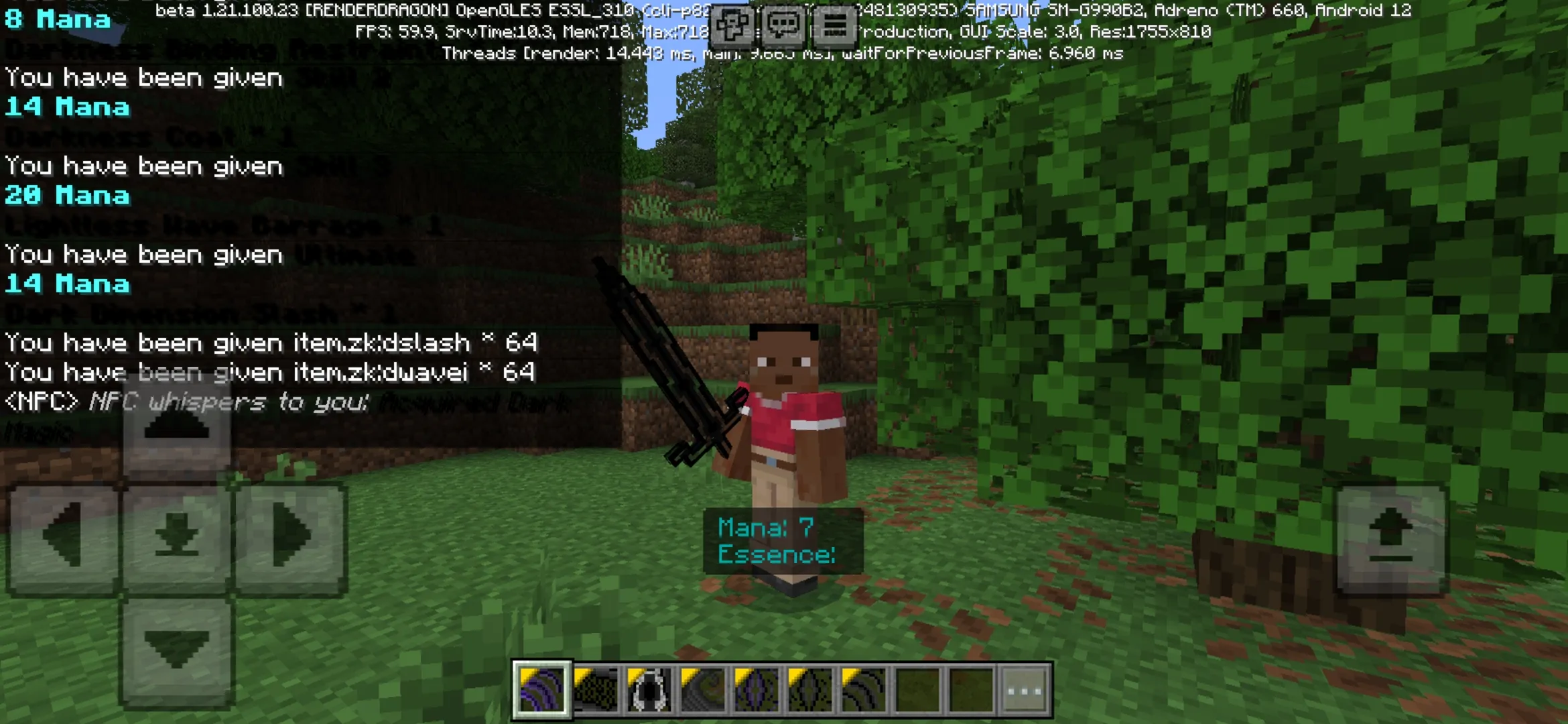Effects from Dark Magic Mod for Minecraft PE
