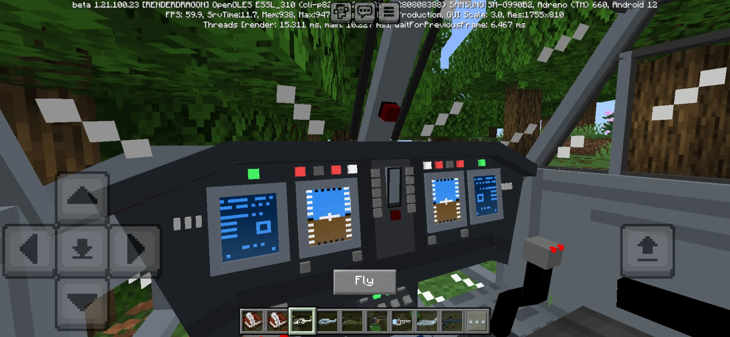 Inside from Helicopters Mod for Minecraft PE