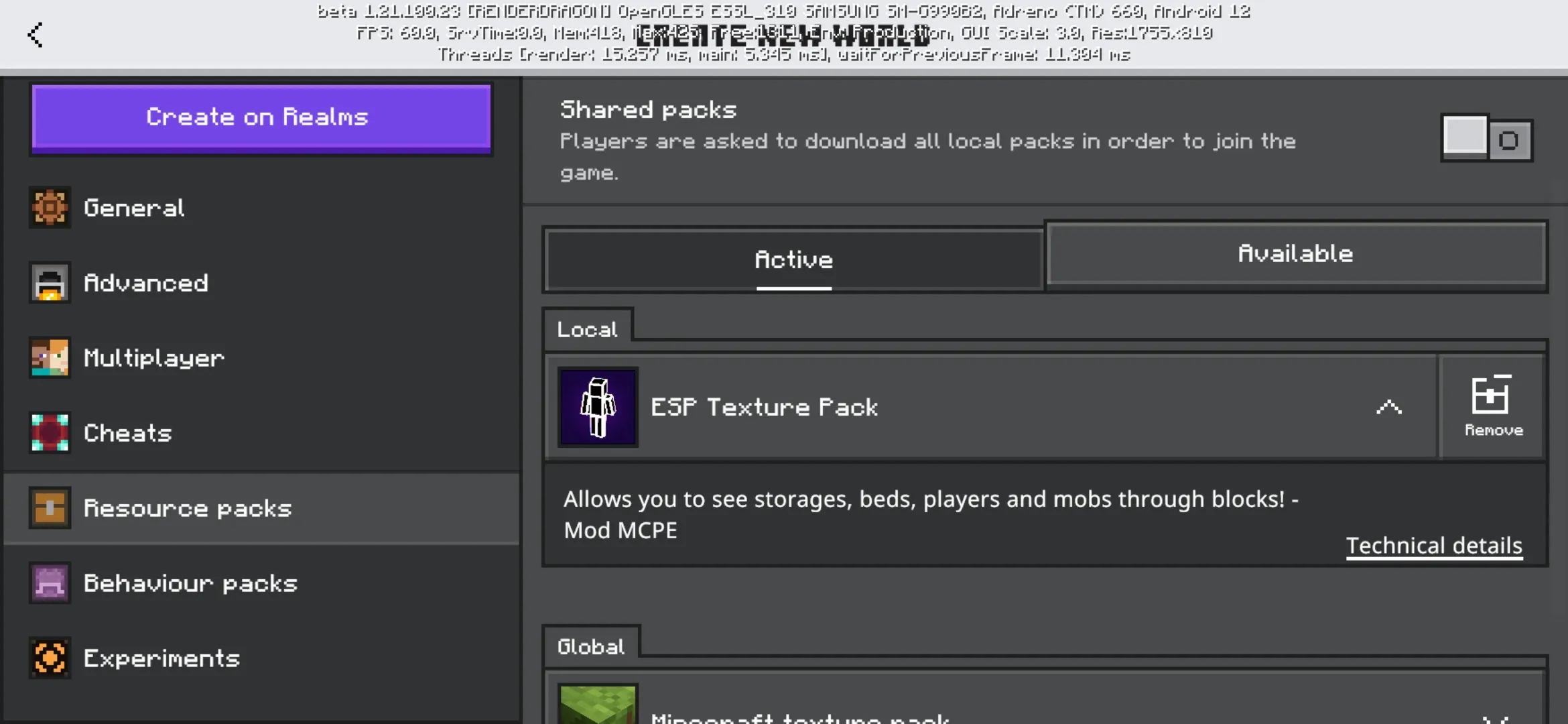 Install from ESP Texture Pack for Minecraft PE