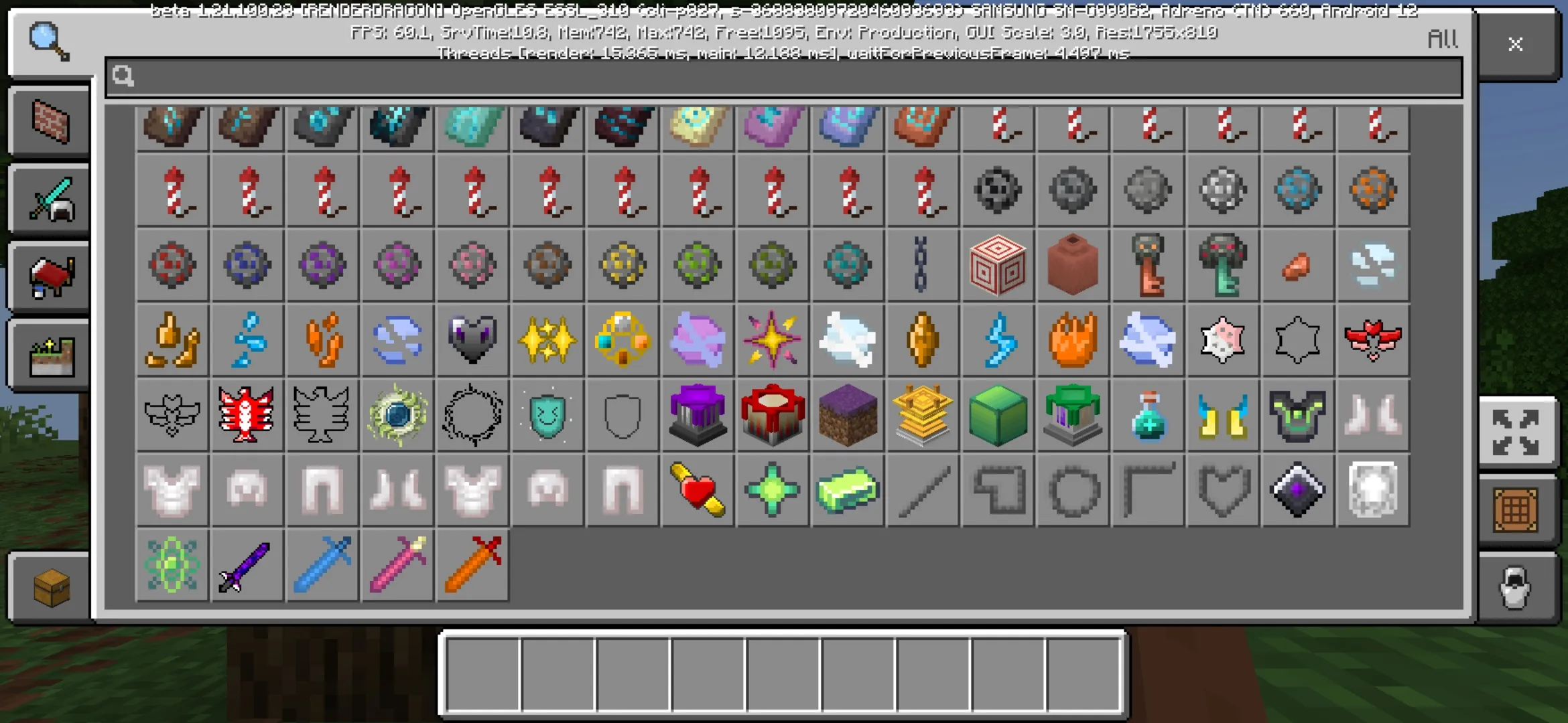 Inventory from The Fates Intertwined Mod for Minecraft PE