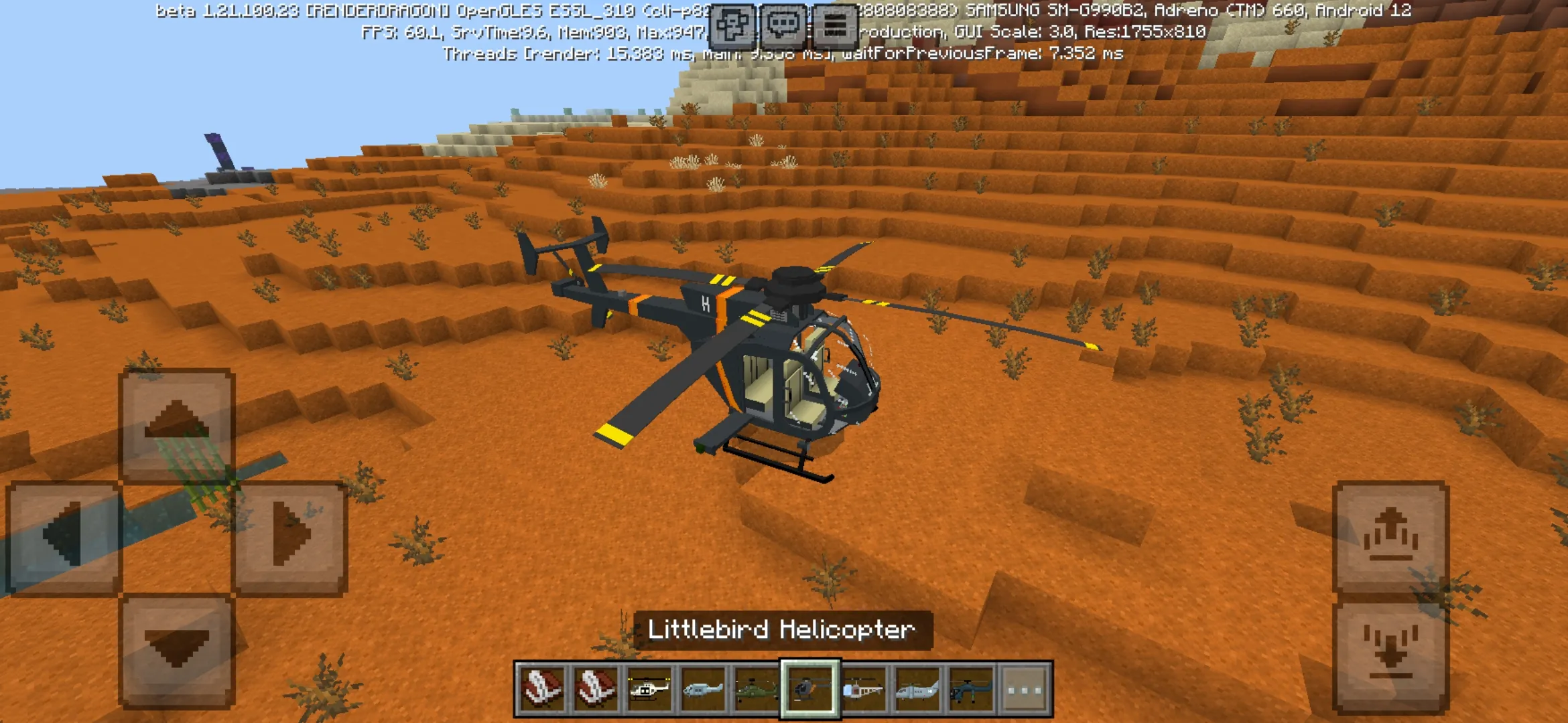 Littlebird from Helicopters Mod for Minecraft PE