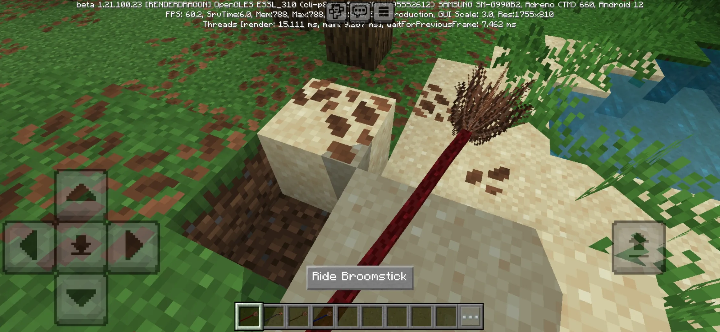 Ride from Magic Broomstick Mod for Minecraft PE