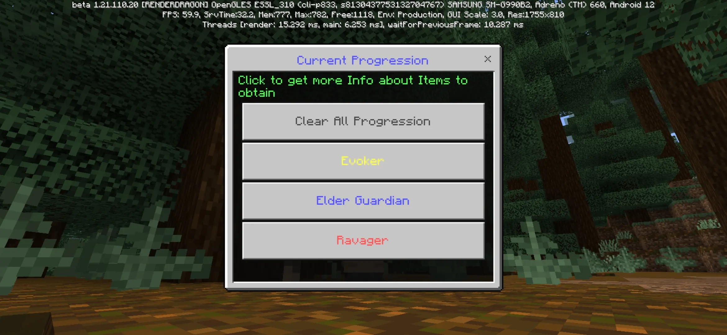 Settings from Neo Elementals Mod for Minecraft PE