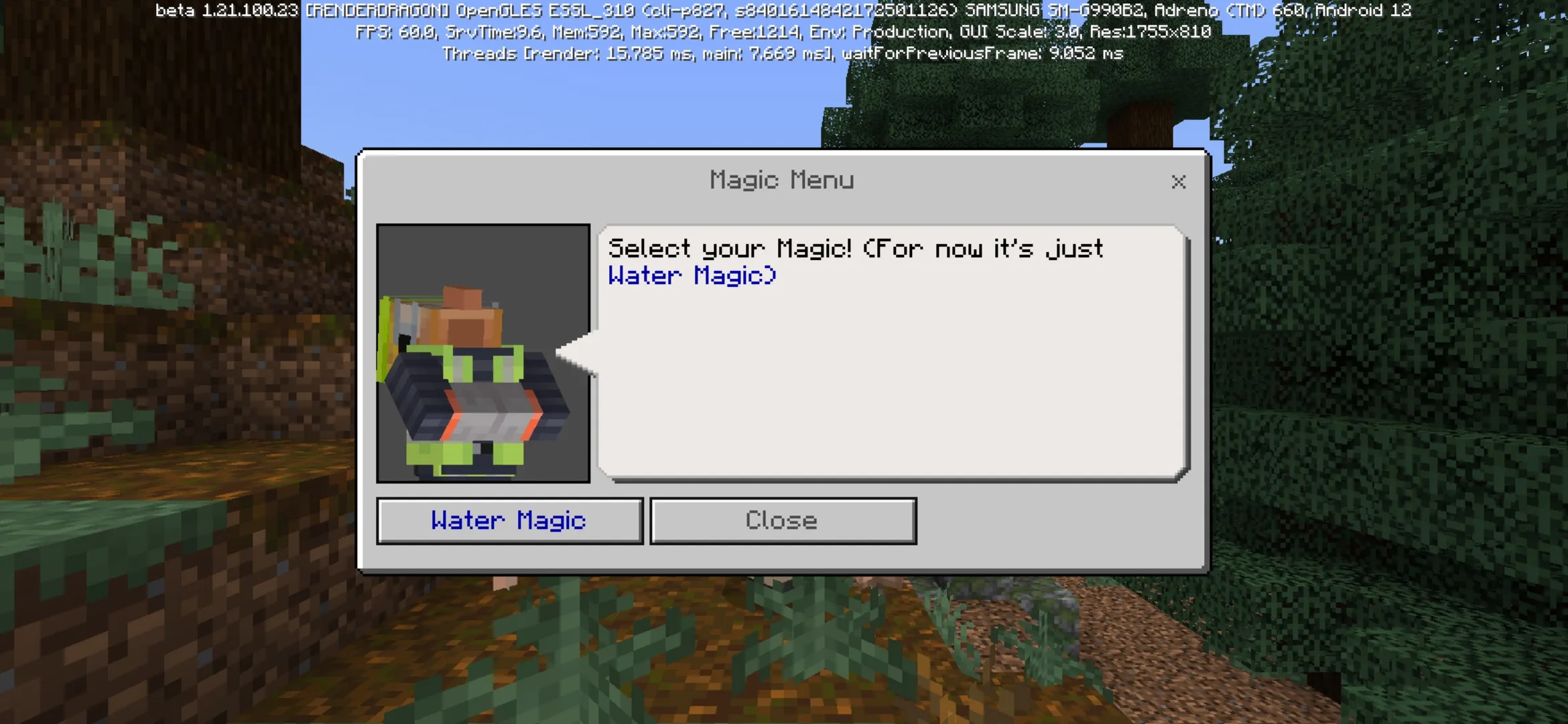 Start from Water Magic Mod for Minecraft PE