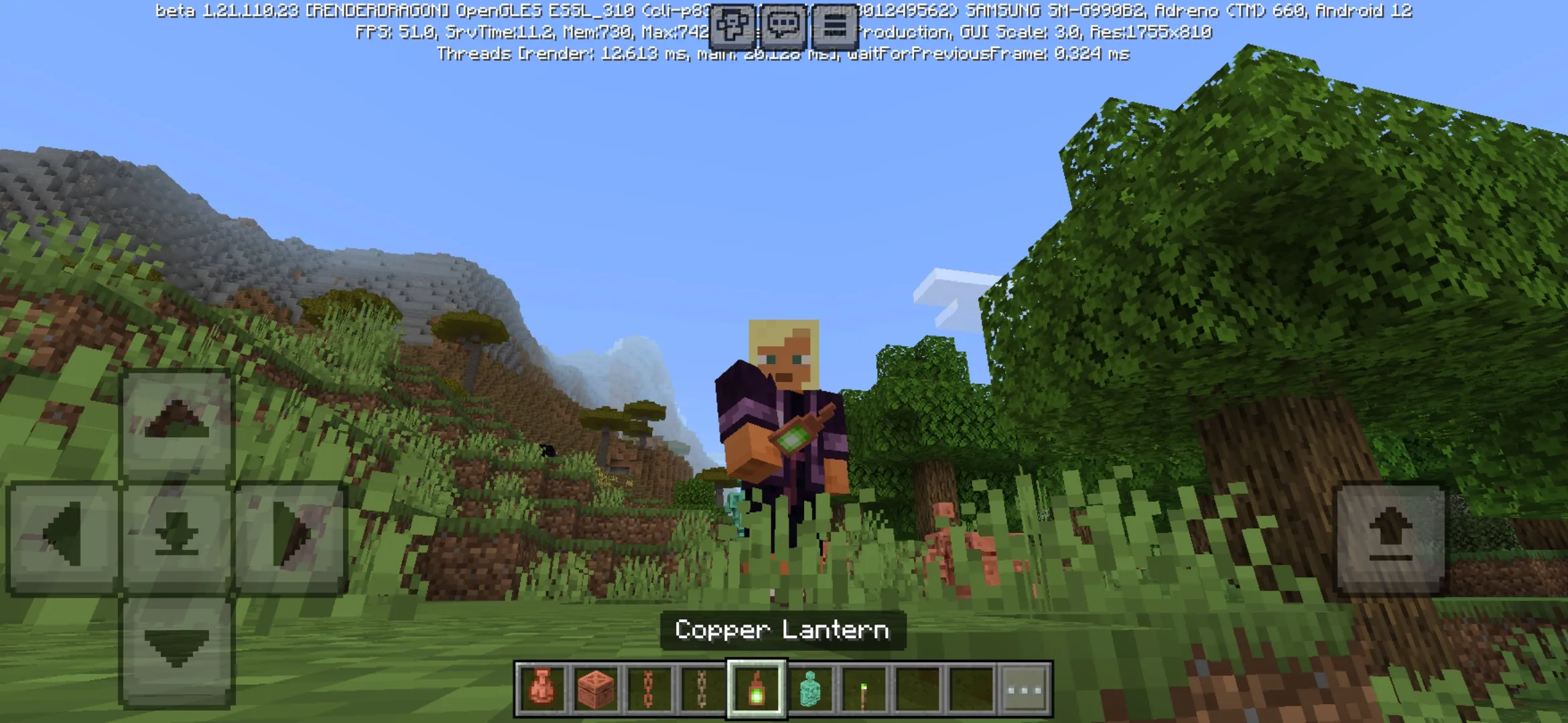 Copper Lantern from Minecraft PE 1.21