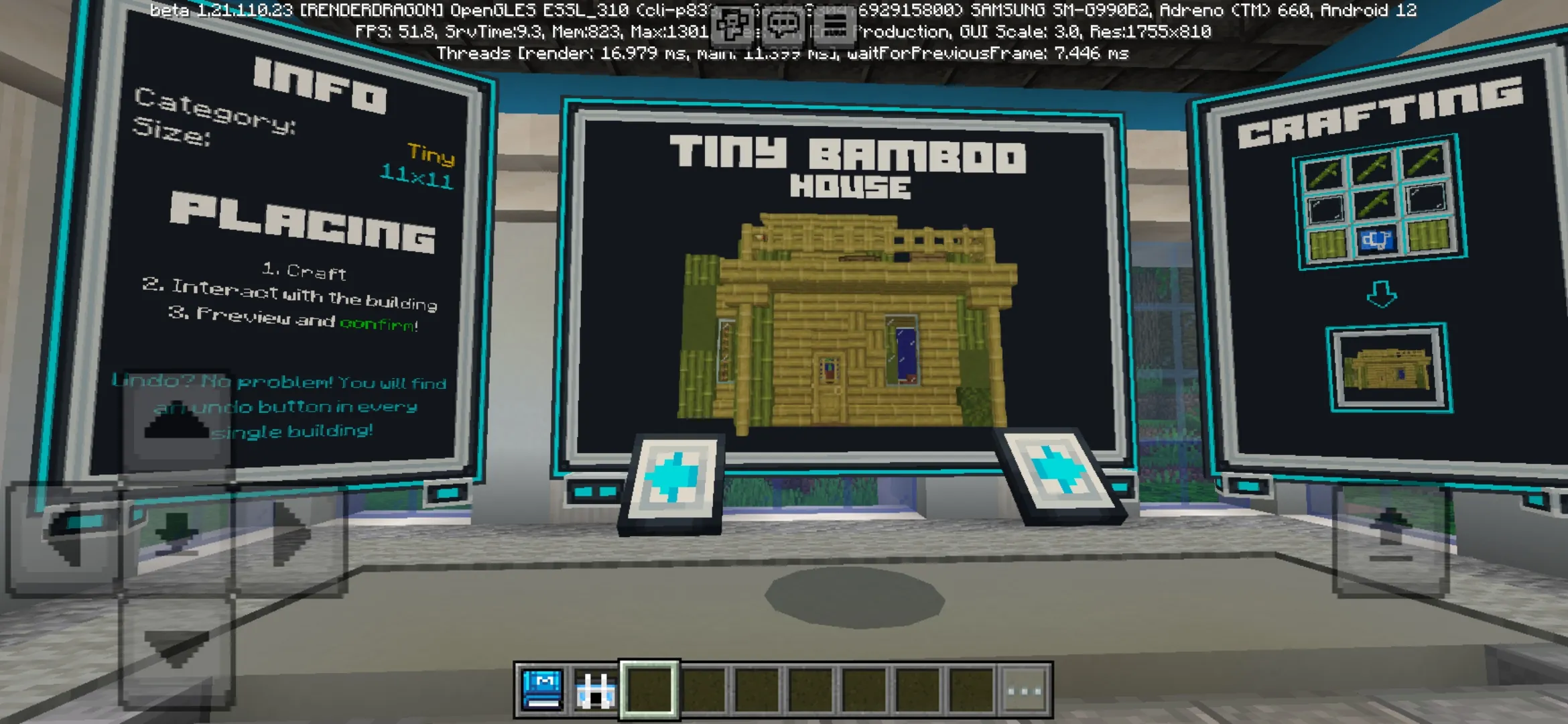 Info from Building Houses Mod for Minecraft PE