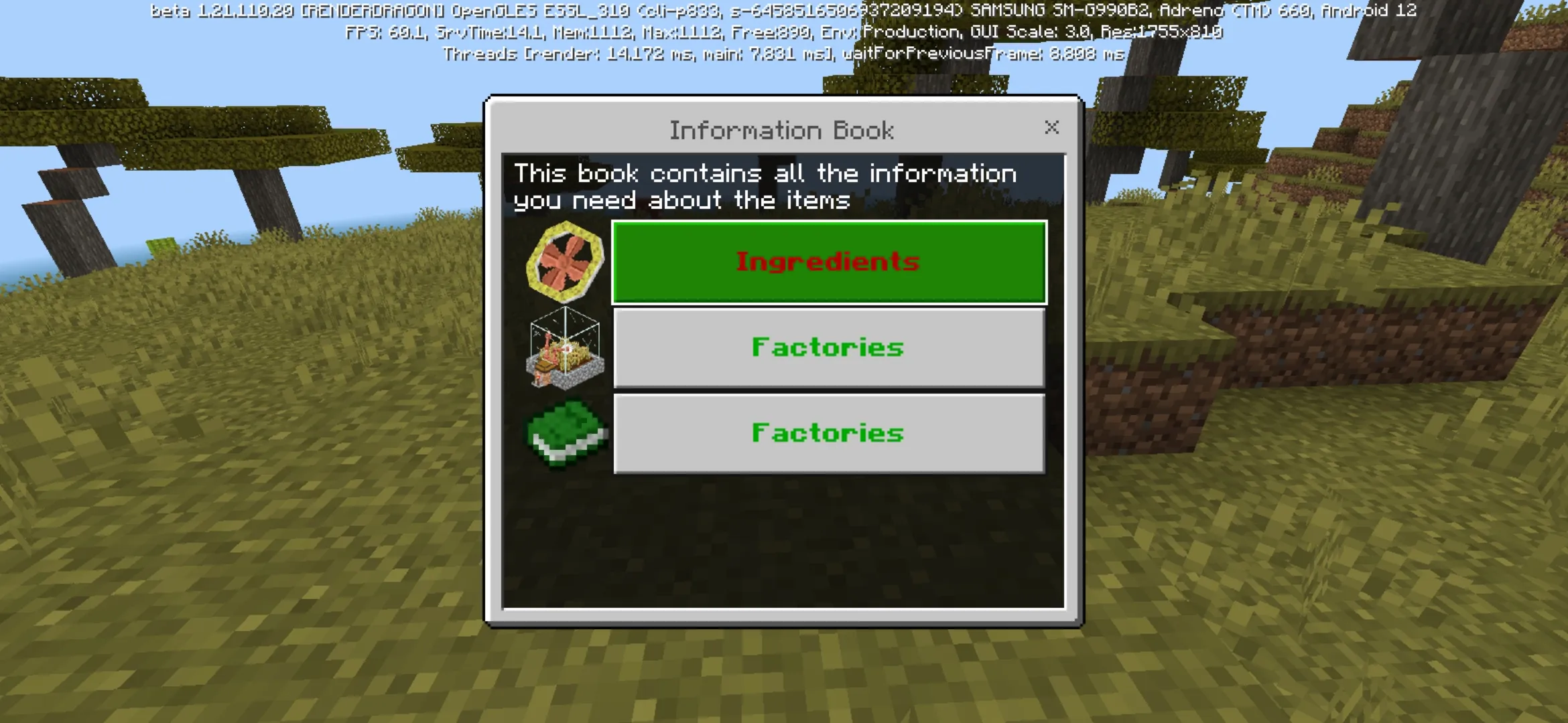 Info from Craft Redstone Mod for Minecraft PE