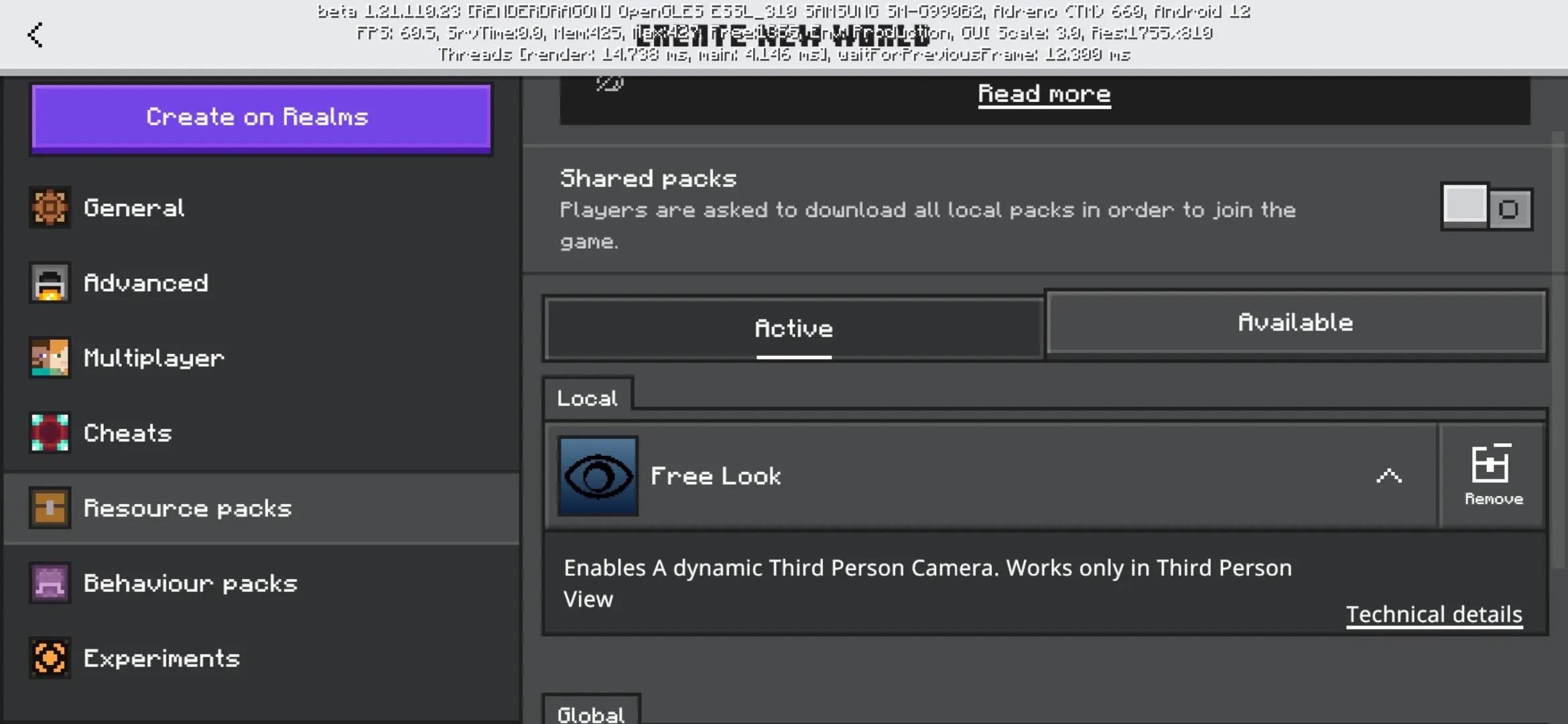 Install from Free Look Texture Pack for Minecraft PE