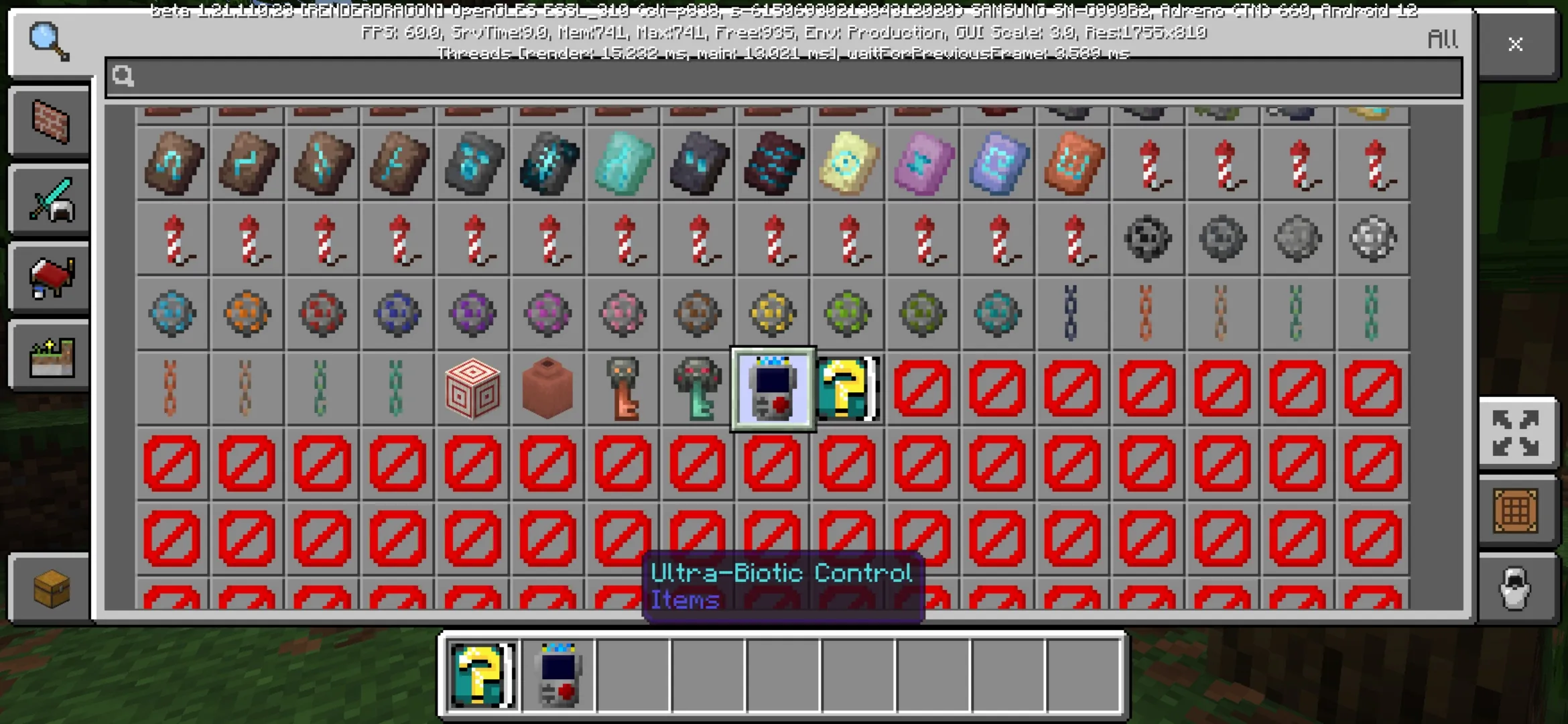 Inventory from Become a Mob Mod for Minecraft PE