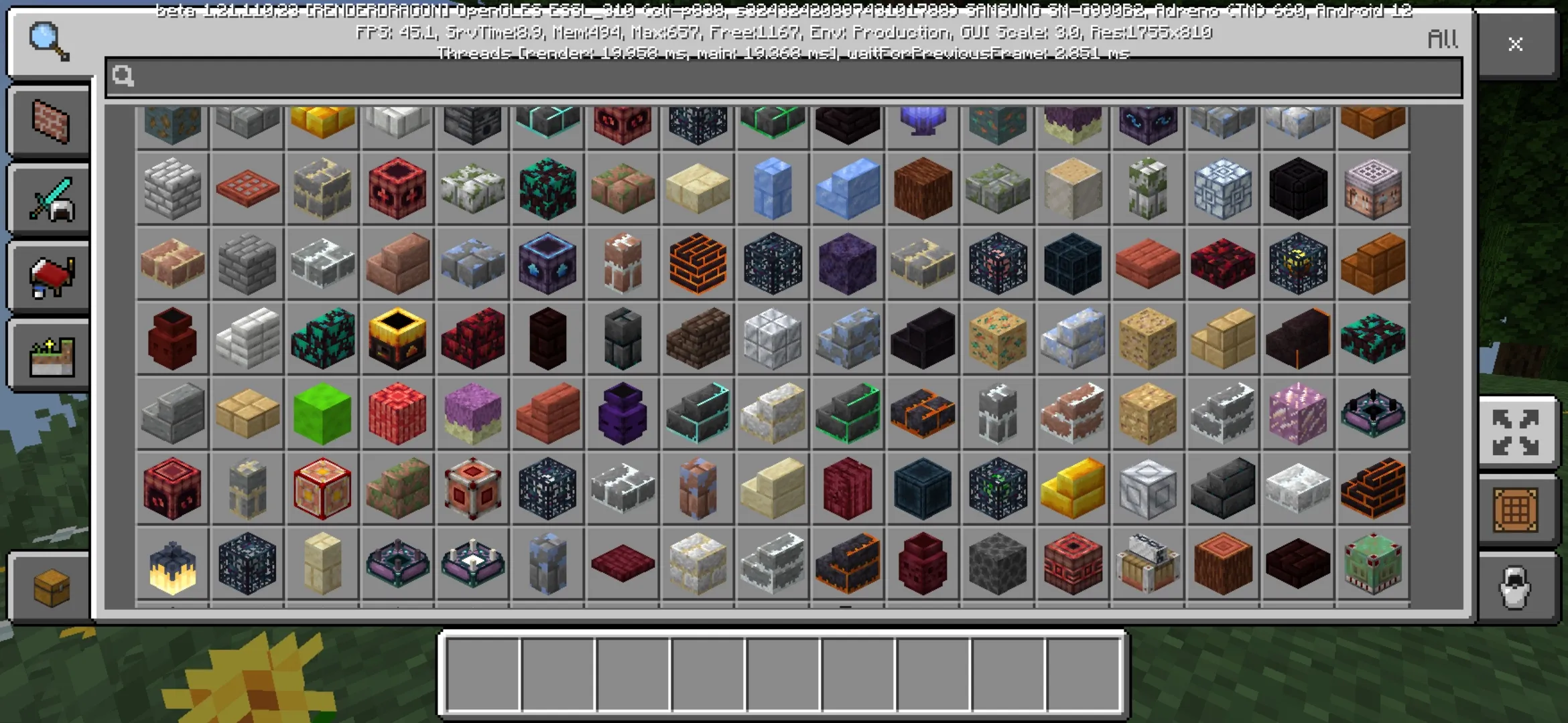 Inventory from Survival Reworked Mod for Minecraft PE