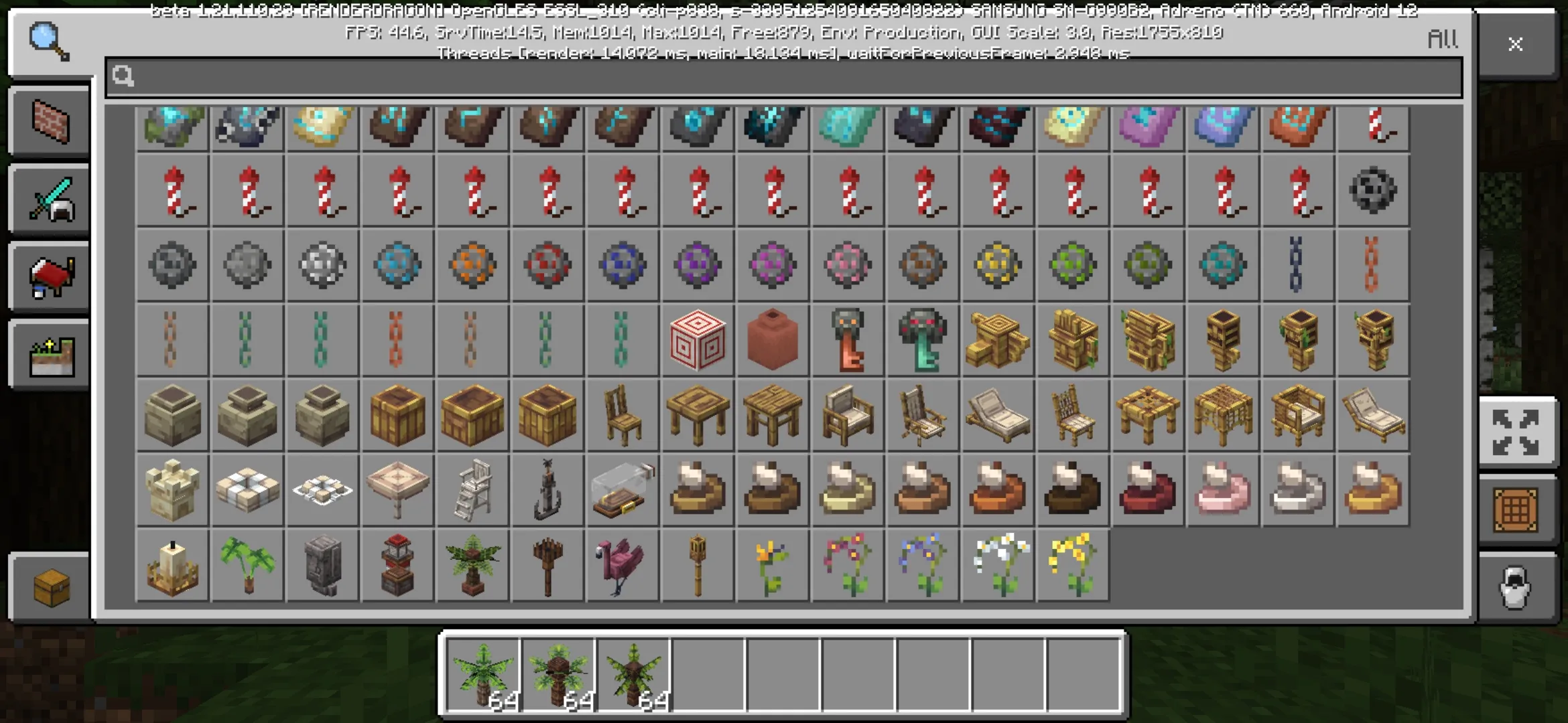 Items from Beachside Furniture Mod for Minecraft PE