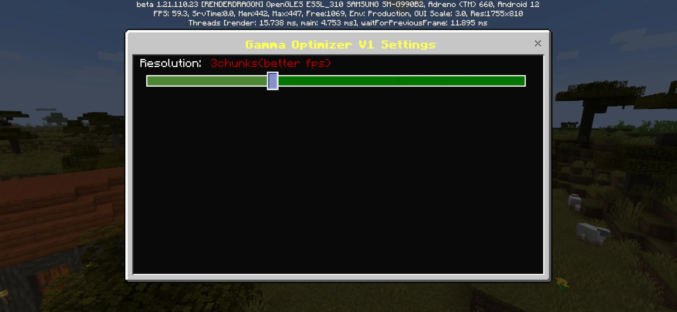 Settings from Gamma Optimizer Texture Pack for Minecraft PE